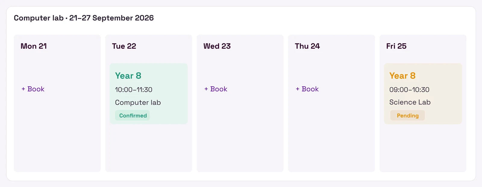 Resource booking calendar